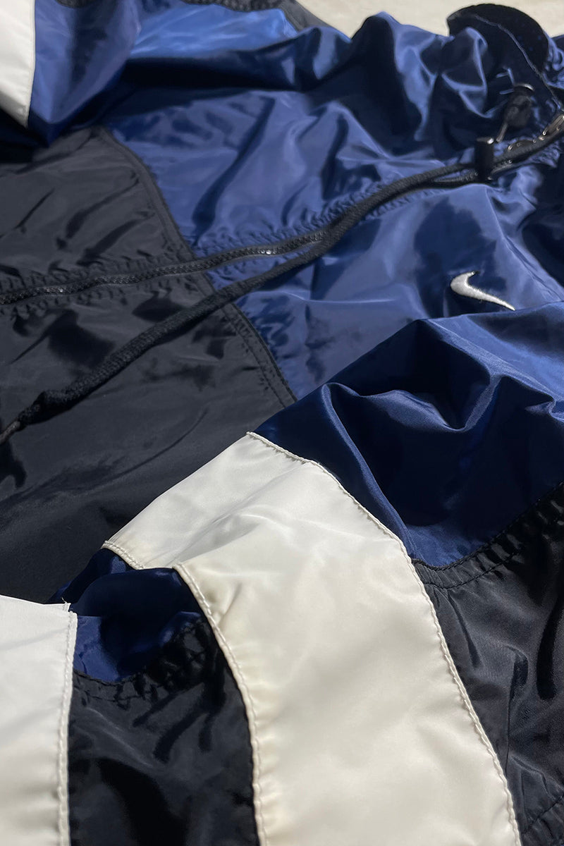 90'S ZIP HOODIE NYLON JACKET / NAVY [SIZE: L USED]