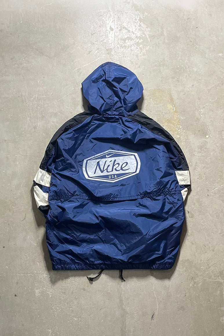 90'S ZIP HOODIE NYLON JACKET / NAVY [SIZE: L USED]