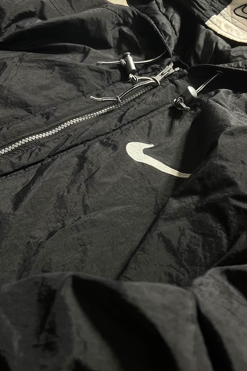 90'S HOODIE PUFF JACKET / BLACK [SIZE: S USED]