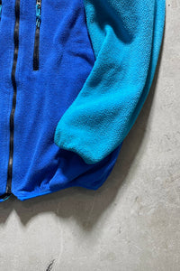 90'S ZIP UP REVERSIBLE FLEECE JACKET / BLUE [SIZE: XL USED]