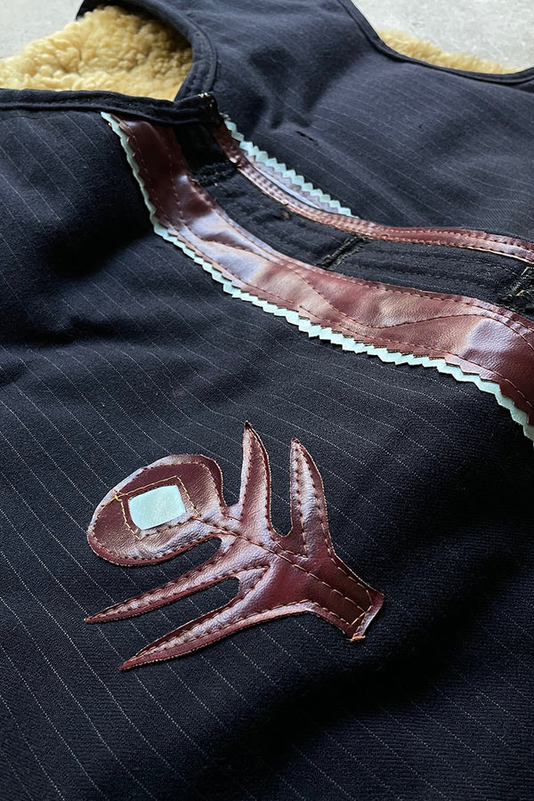 70-80s WOOL BOA VEST / NAVY [SIZE: XL USED]
