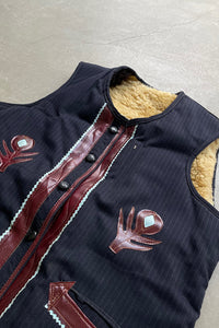 70-80'S WOOL BOA VEST / NAVY [SIZE: XL USED]