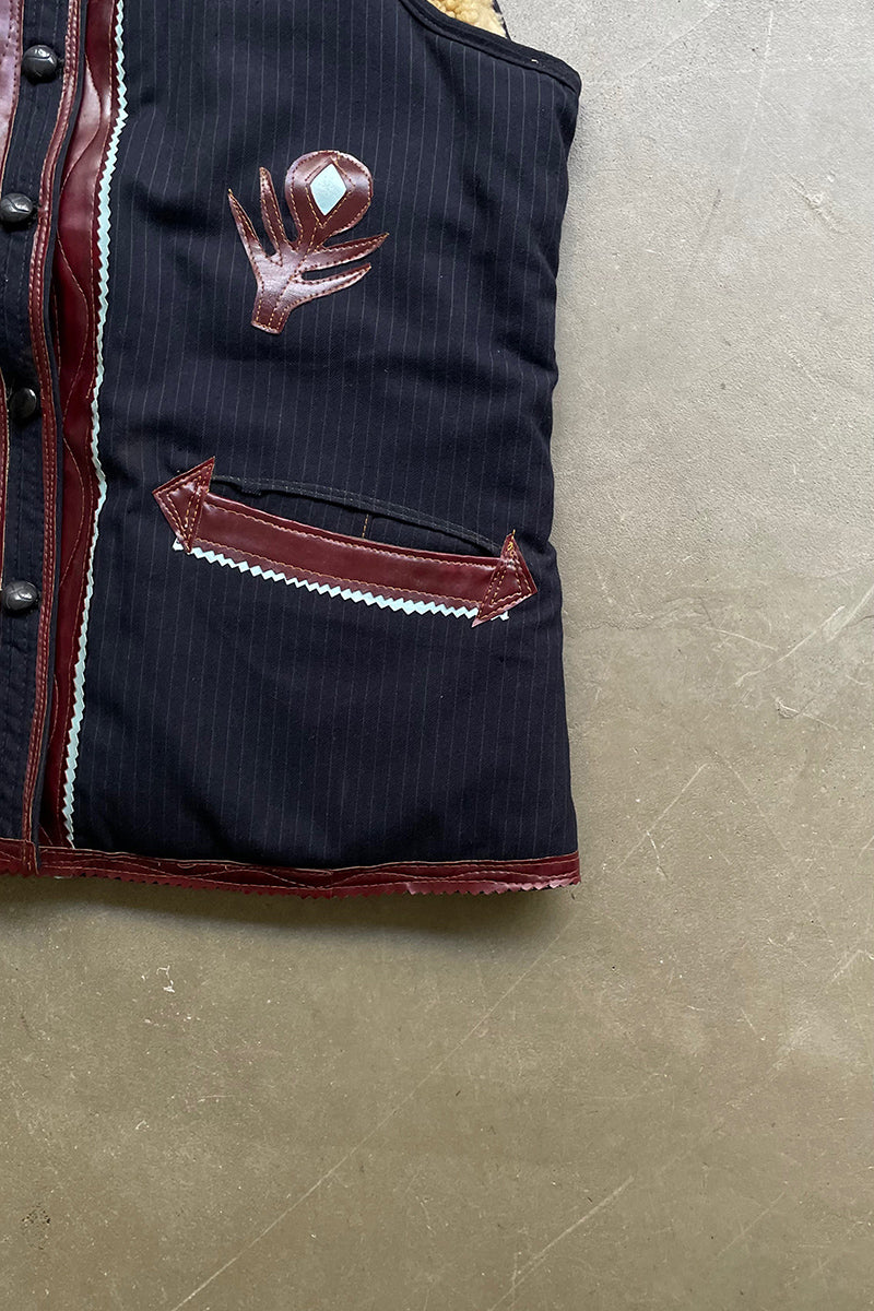 70-80s WOOL BOA VEST / NAVY [SIZE: XL USED]