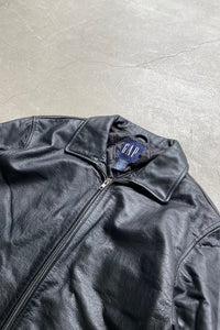 90'S ZIP UP LEATHER JACKET / BLACK [SIZE: M USED]