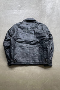 90'S ZIP UP LEATHER JACKET / BLACK [SIZE: M USED]