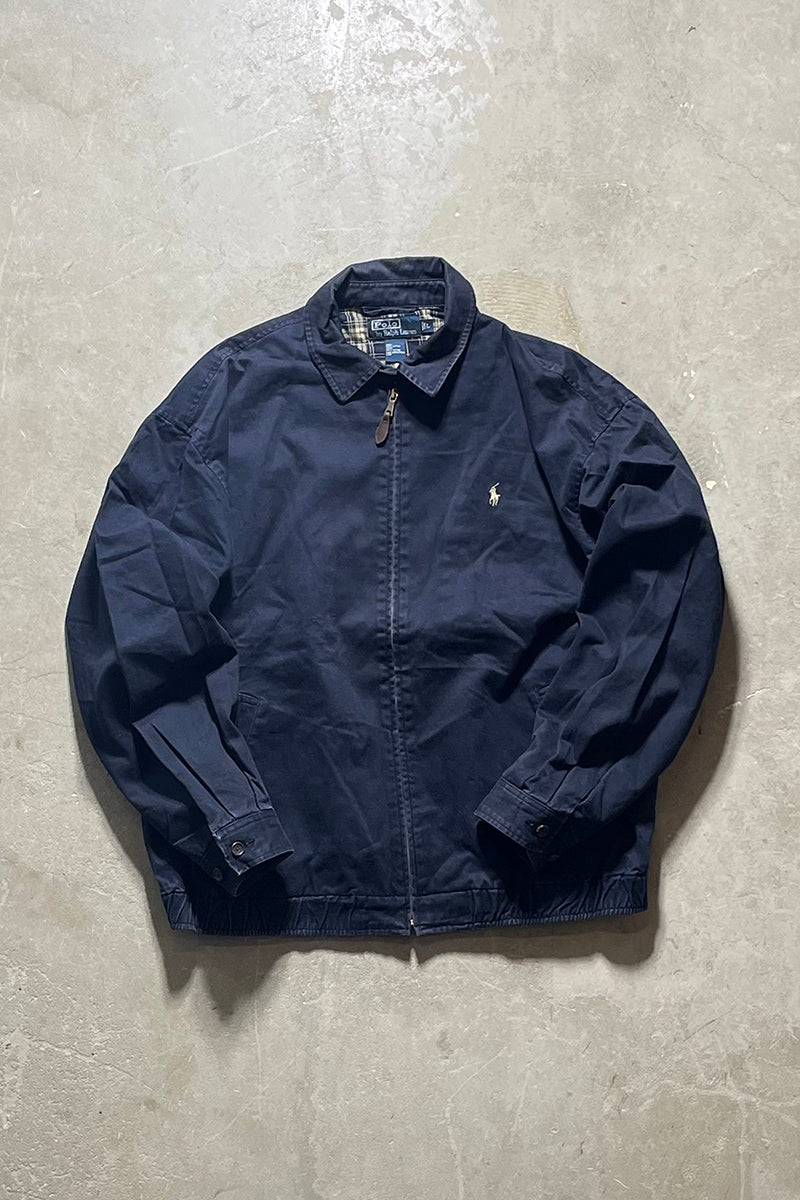 90'S COTTON ZIP UP JACKET / NAVY [SIZE: L USED]