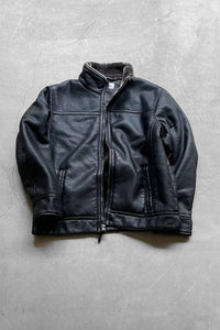 VEGAN LEATHER BOA JACKET / BLACK [SIZE: L USED]