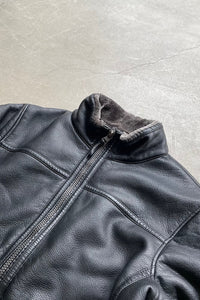 VEGAN LEATHER BOA JACKET / BLACK [SIZE: L USED]