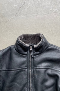 VEGAN LEATHER BOA JACKET / BLACK [SIZE: L USED]