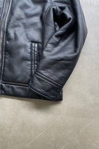 VEGAN LEATHER BOA JACKET / BLACK [SIZE: L USED]