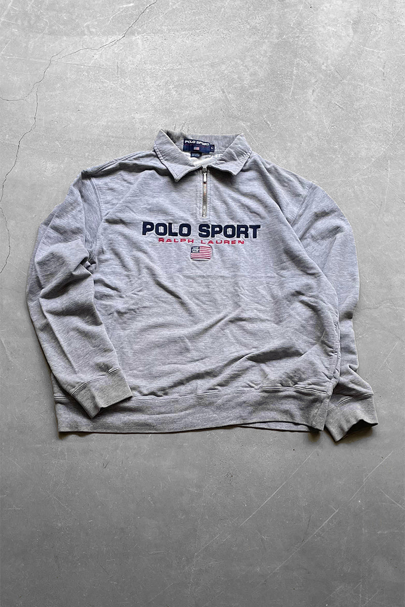 Y2K EARLY 00'S HALF ZIP SWEATSHIRT / GREY [SIZE: L USED]