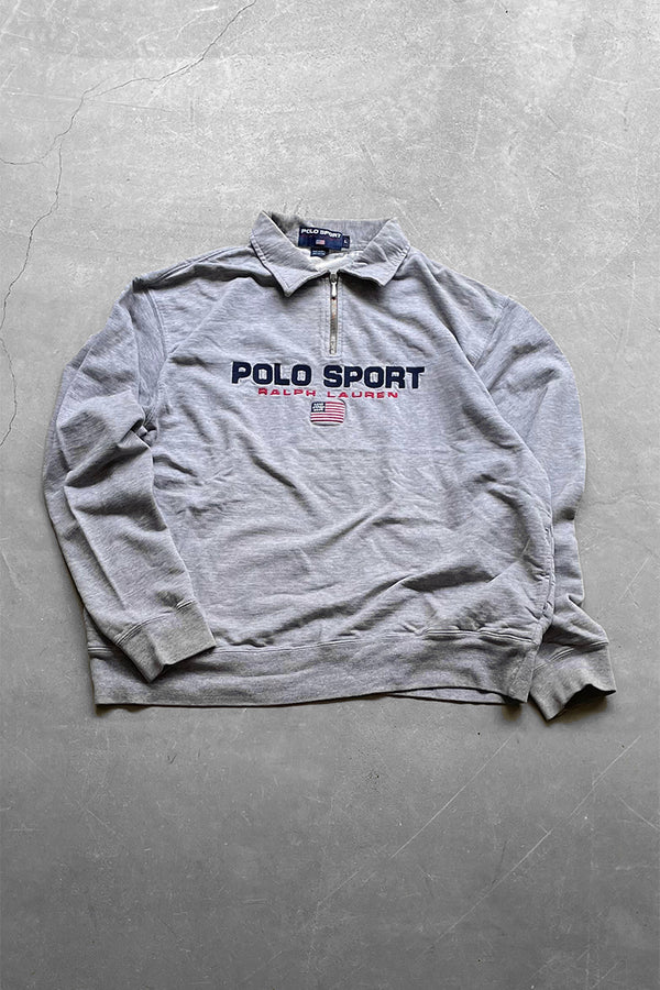 Y2K EARLY 00'S HALF ZIP SWEATSHIRT / GREY [SIZE: L USED]