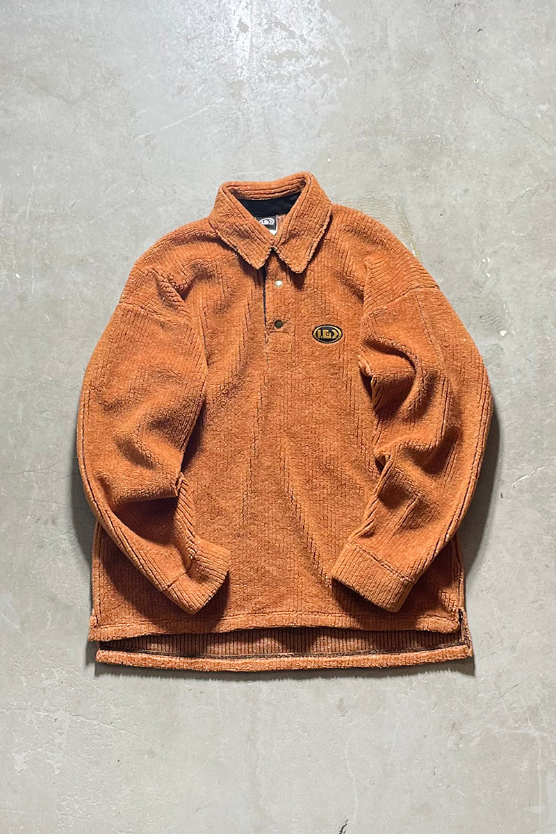 Y2K EARLY 00'S HALF BUTTON PULLOVER FLEECE / ORANGE  [SIZE: M USED]