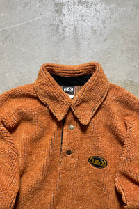 Y2K EARLY 00'S HALF BUTTON PULLOVER FLEECE / ORANGE  [SIZE: M USED]