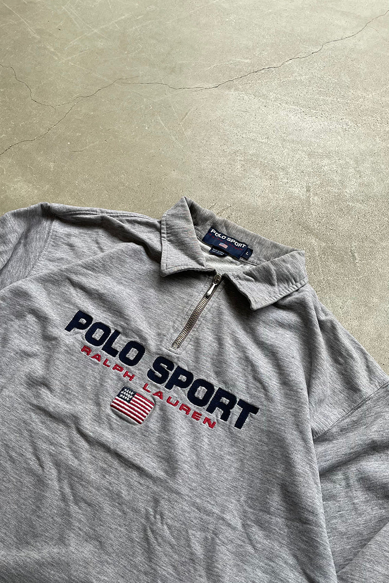 Y2K EARLY 00'S HALF ZIP SWEATSHIRT / GREY [SIZE: L USED]