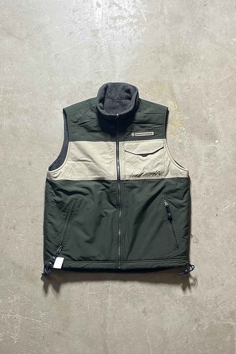 Y2K EARLY 00'S REVERSIBLE VEST / GREEN [SIZE: L USED]