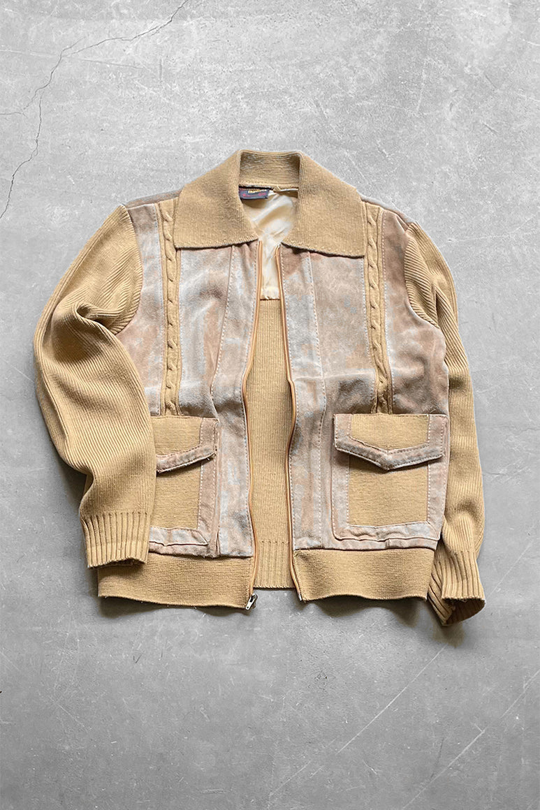 80'S WOOL SUEDE ZIP JACKET  / BEIGE [SIZE: M USED]