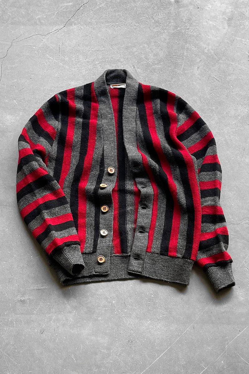 70'S WOOL STRIPE CARDIGAN / STRIPE [SIZE: 40 (equivalent to S) USED]