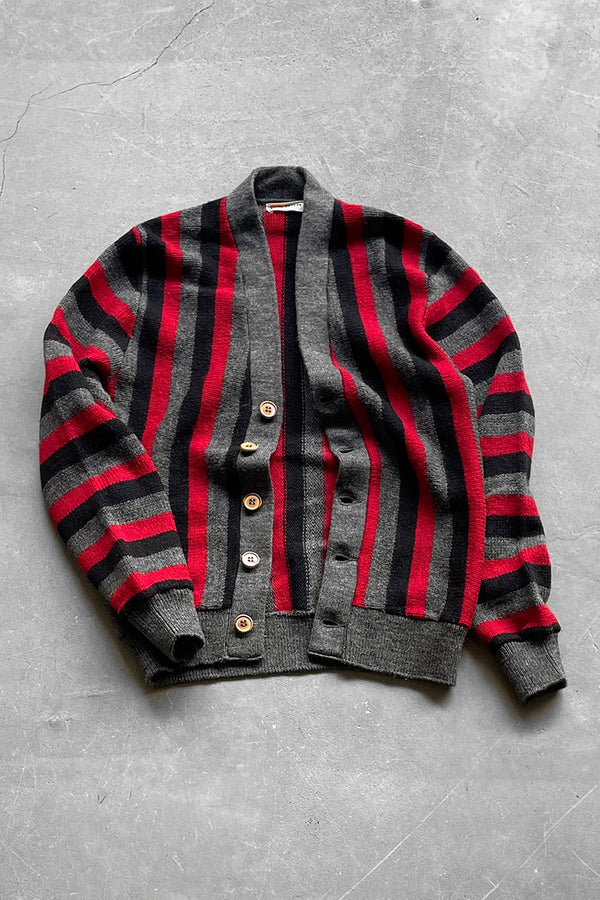 70'S WOOL STRIPE CARDIGAN / STRIPE [SIZE: 40 (equivalent to S) USED]