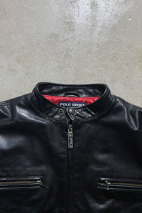 90'S SINGLE RIDER LEATHER JACKET / BLACK [SIZE: L USED]