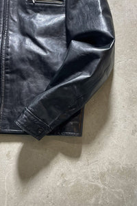 90'S SINGLE RIDER LEATHER JACKET / BLACK [SIZE: L USED]