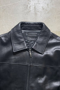 ZIP UP LAMBSKIN LEATHER JACKET / BLACK [SIZE: L USED]