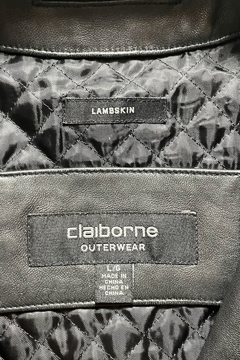 ZIP UP LAMBSKIN LEATHER JACKET / BLACK [SIZE: L USED]
