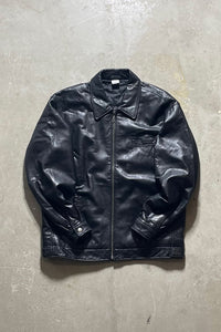 Y2K EARLY 00'S ZIP UP LEATHER JACKET / BLACK [SIZE: S USED]