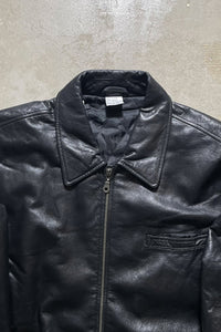 Y2K EARLY 00'S ZIP UP LEATHER JACKET / BLACK [SIZE: S USED]