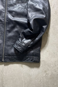 Y2K EARLY 00'S ZIP UP LEATHER JACKET / BLACK [SIZE: S USED]