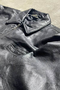 Y2K EARLY 00'S ZIP UP LEATHER JACKET / BLACK [SIZE: S USED]