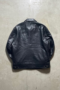 Y2K EARLY 00'S ZIP UP LEATHER JACKET / BLACK [SIZE: S USED]