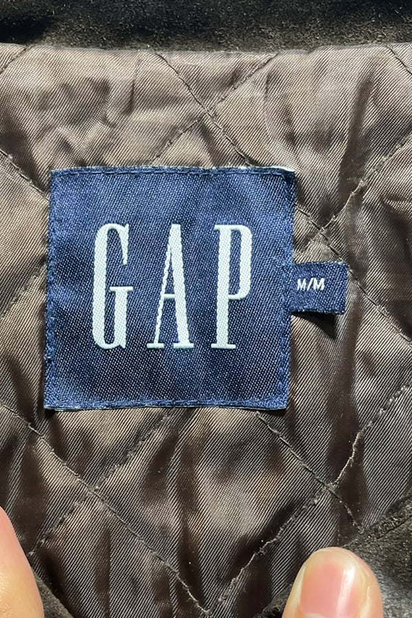 90'S ZIP UP SUEDE LEATHER JACKET / BROWN [SIZE: M USED]