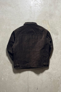 90'S ZIP UP SUEDE LEATHER JACKET / BROWN [SIZE: M USED]