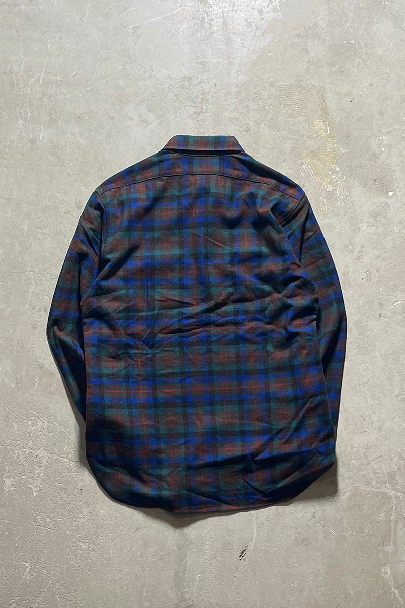 MADE IN USA 70'S L/S VIRGIN WOOL CHECK SHIRT / CHECK [SIZE: L USED]