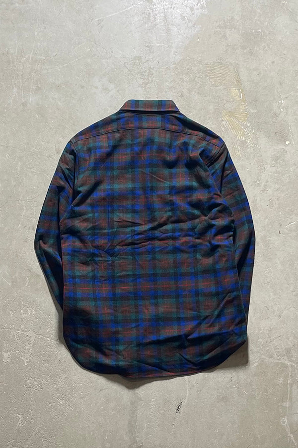 MADE IN USA 70'S L/S VIRGIN WOOL CHECK SHIRT / CHECK [SIZE: L USED]