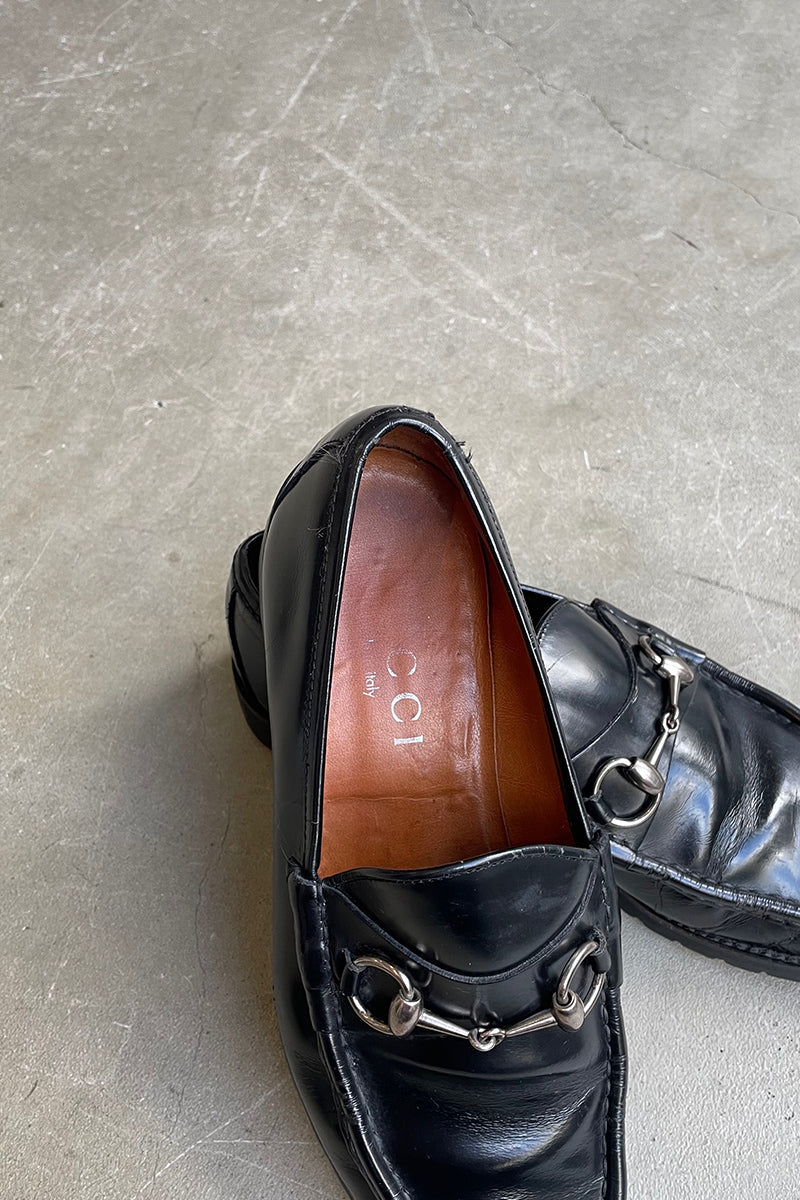 MADE IN ITALY LEATHER HOUSE BIT LEATHER LOAFERS / BLACK [SIZE: 27.5cm USED]