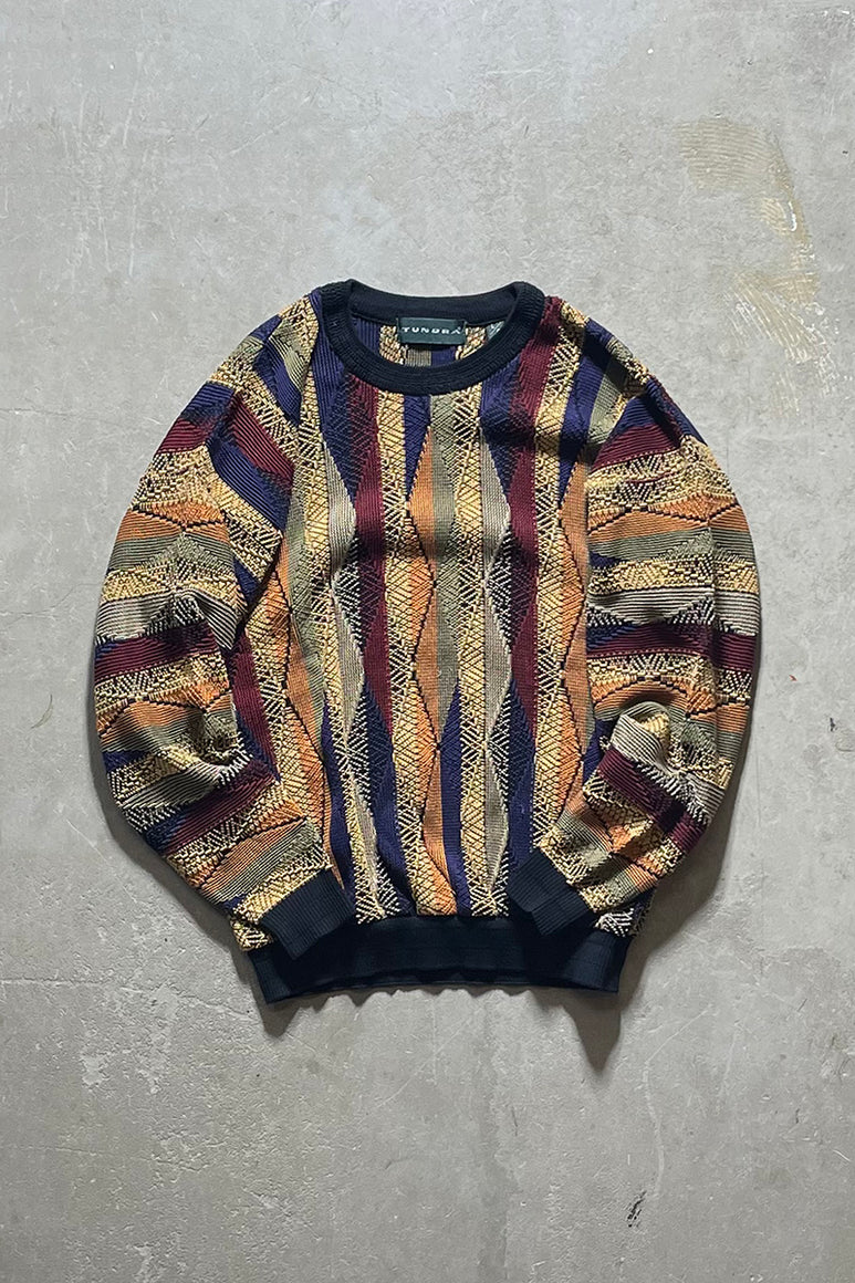 MADE IN CANADA 90'D 3D KNIT SWEATER / MULTI  [SIZE: L USED]