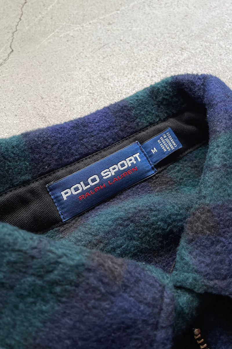 90'S ZIP UP CHECK FLEECE JACKET / CHECK SIZE: M USED