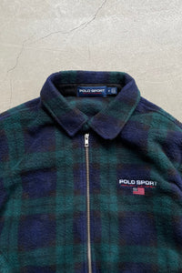 90'S ZIP UP CHECK FLEECE JACKET / CHECK SIZE: M USED ]