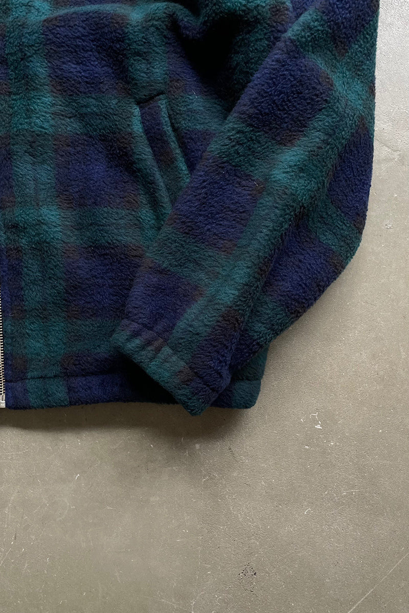 90'S ZIP UP CHECK FLEECE JACKET / CHECK SIZE: M USED