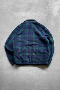 90'S ZIP UP CHECK FLEECE JACKET / CHECK SIZE: M USED ]