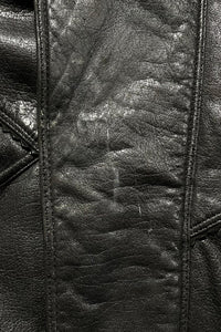 90'S LEATHER ZIP JACKET / BLACK [SIZE: 40 USED]