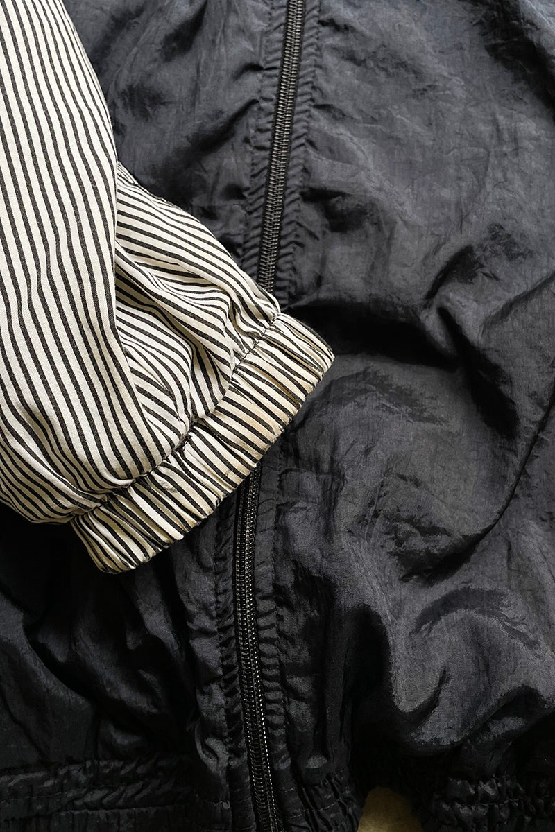90'S NYLON TRACK JACKET / BLACK [SIZE: M USED]