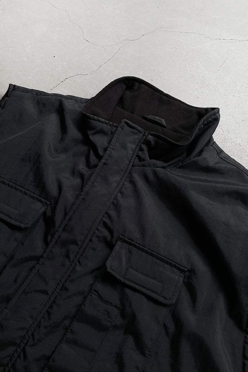 Y2K EARLY 00'S NYLON CARGO VEST W/FLEECE LINER / BLACK [SIZE: L]