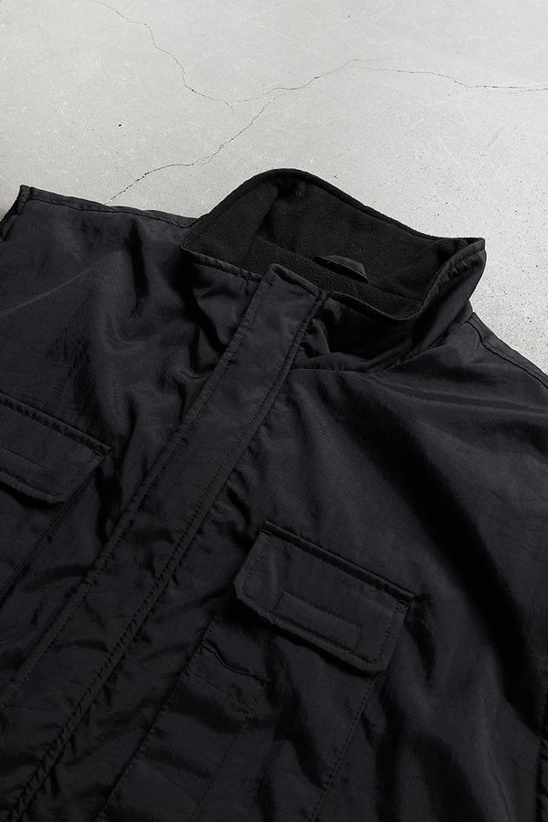 Y2K EARLY 00'S NYLON CARGO VEST W/FLEECE LINER / BLACK [SIZE: L]