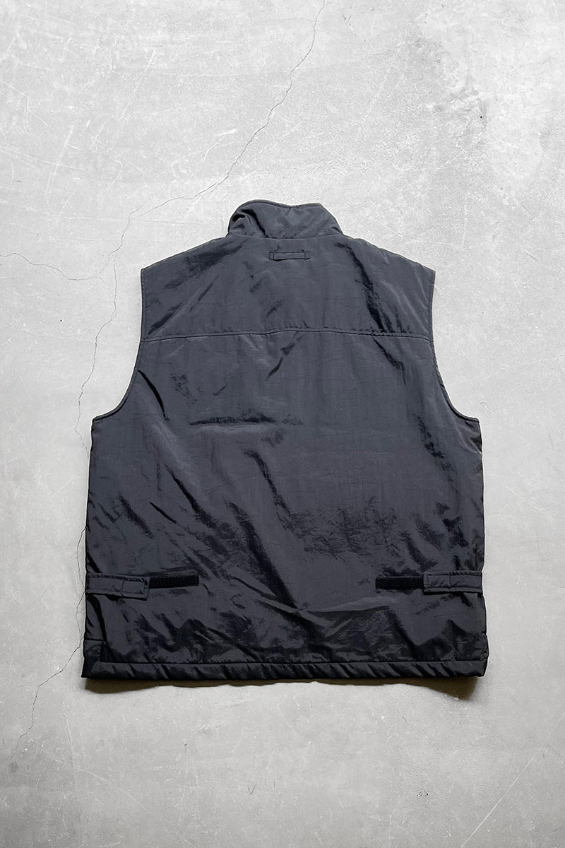Y2K EARLY 00'S NYLON CARGO VEST W/FLEECE LINER / BLACK [SIZE: L]