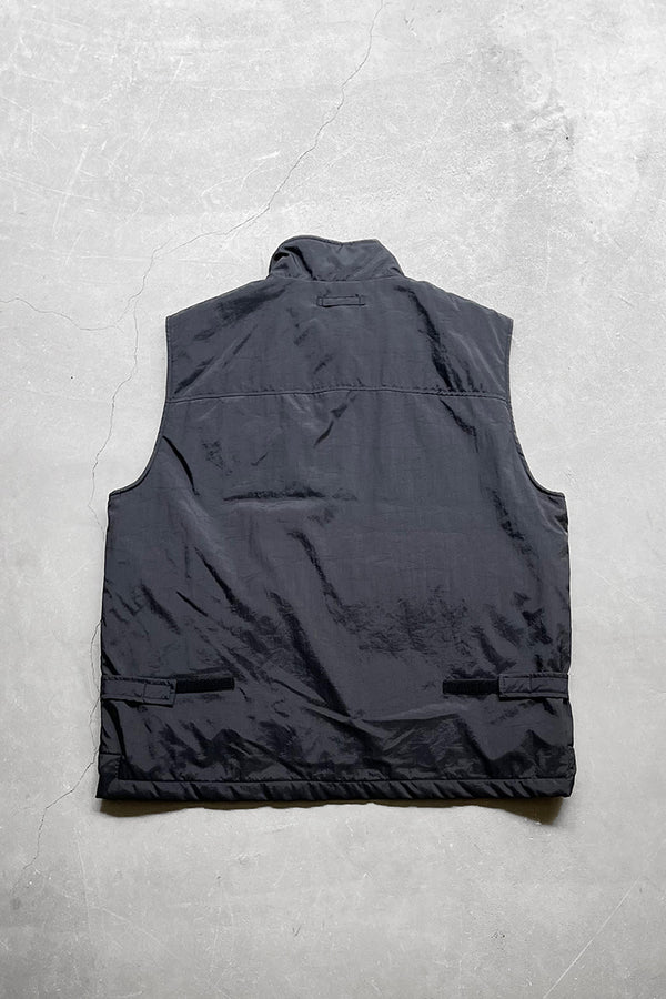 Y2K EARLY 00'S NYLON CARGO VEST W/FLEECE LINER / BLACK [SIZE: L]