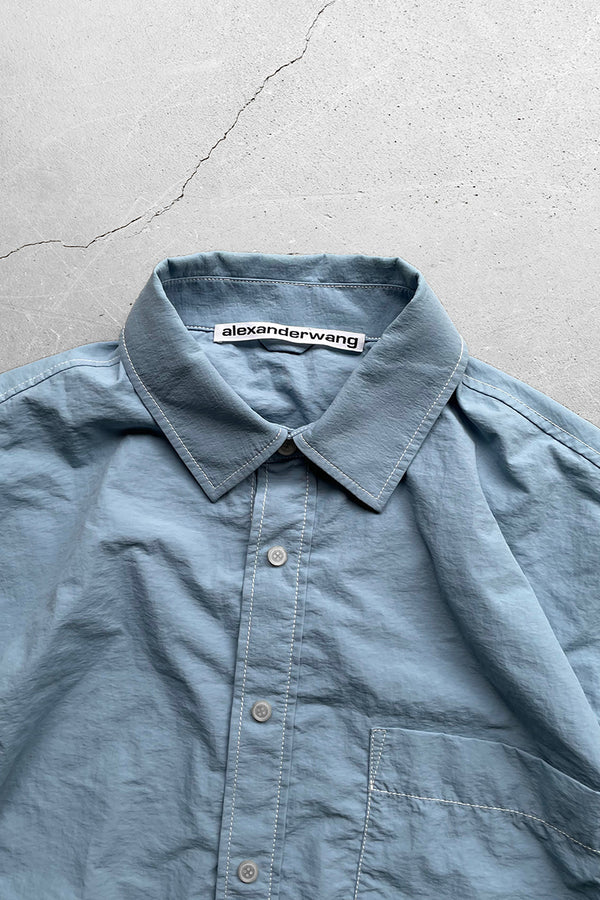 NYLON OVERSIZED SHIRT / LIGHT BLUE [SIZE: M USED ]
