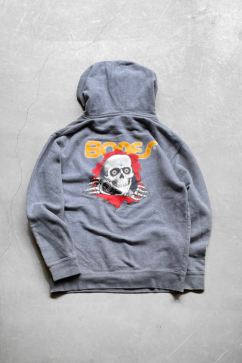 14'S BONES LOGO HOODIE SWEATSHIRT / GRAY[SIZE: S USED]